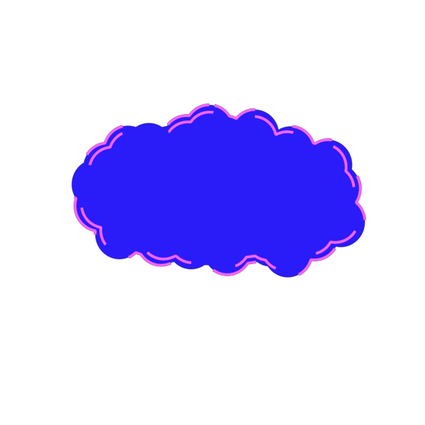 Blue Cloud Speech Bubble with Pink Outline
