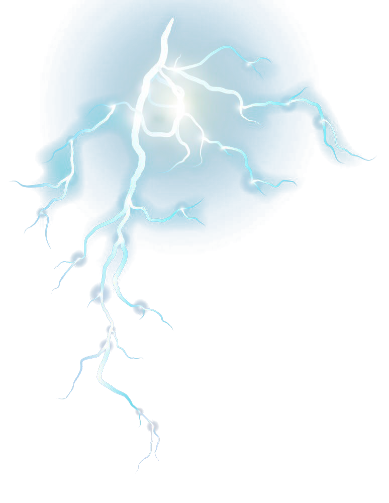 Glowing Blue Lightning Bolt with Branching Arcs