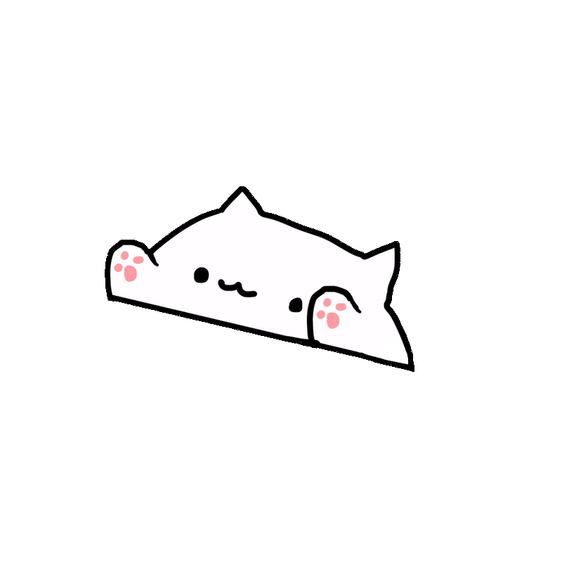 White Cartoon Cat with Pink Paw Pads