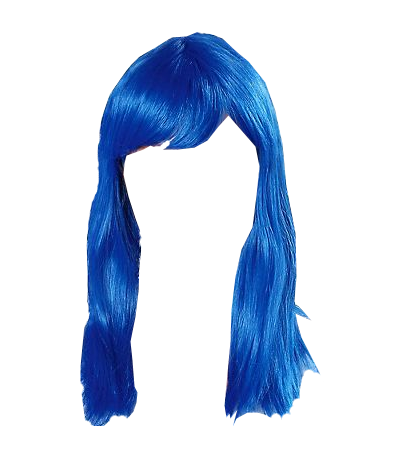 Blue Long Straight Wig with Side-Swept Bangs