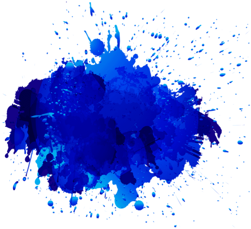 Blue Paint Splatter with Droplets