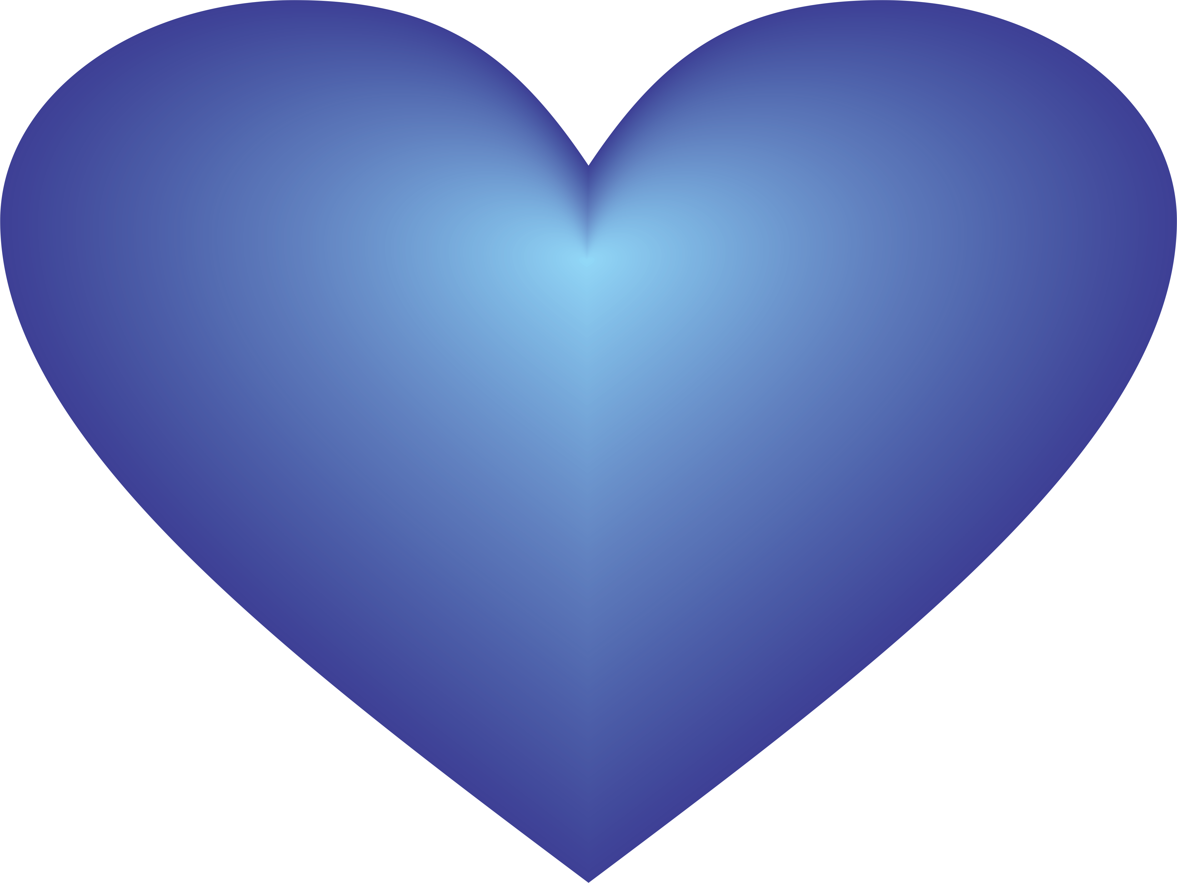 Blue Gradient Heart with Glowing Center