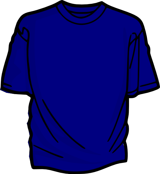 Navy Blue Cartoon T-Shirt with Fold Lines