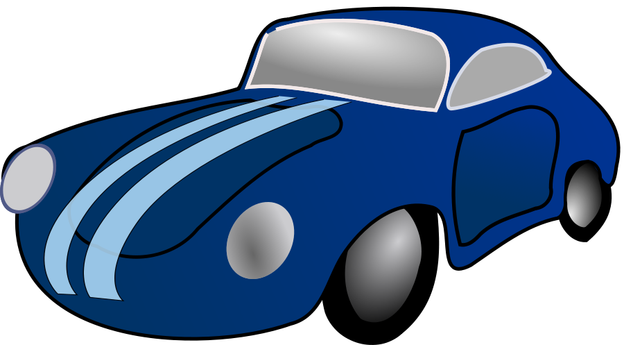 Navy Blue Cartoon Car with Light Blue Stripes
