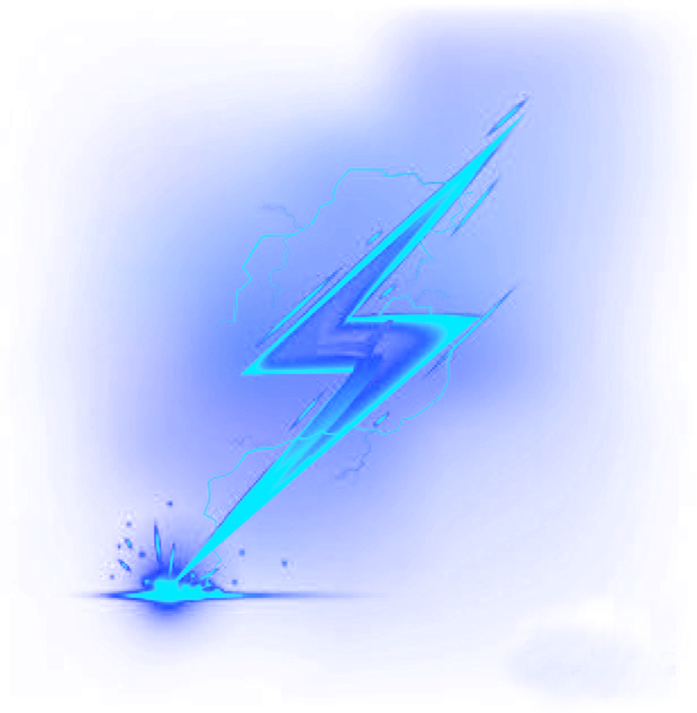 Cyan Lightning Bolt with Blue Glow