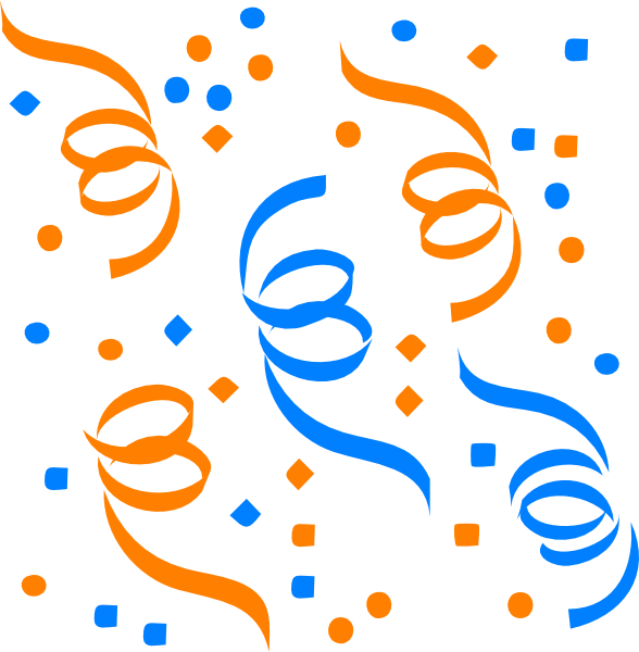 Orange and Blue Party Streamers with Confetti