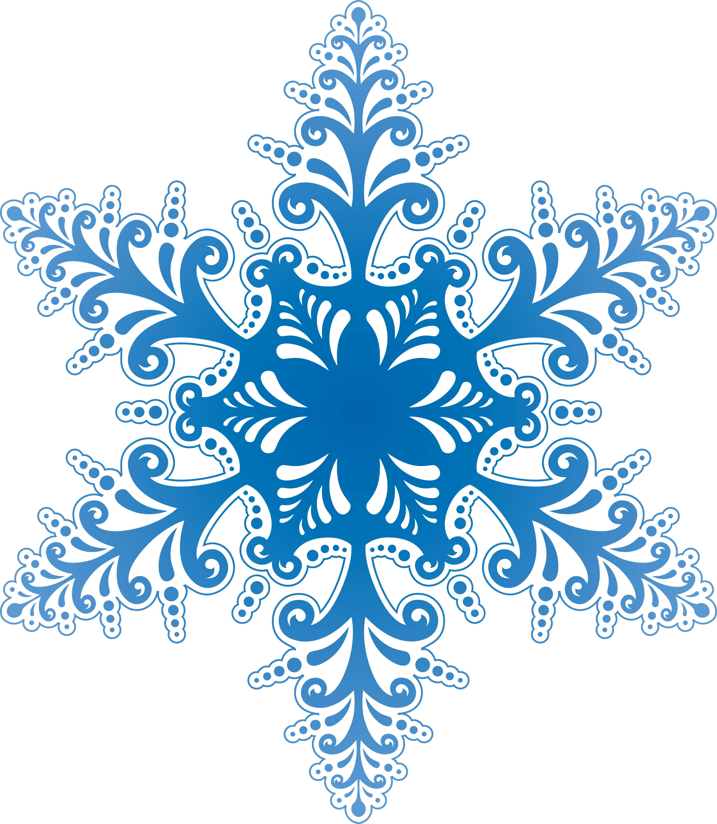 Ornate Blue Gradient Snowflake with Filigree Curls