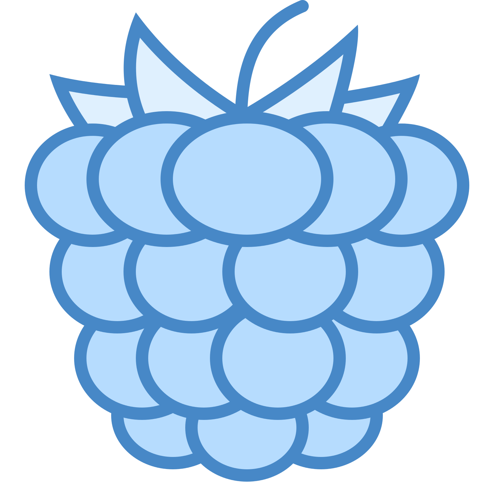 Blue Raspberry Outline Icon with Pale Fill
