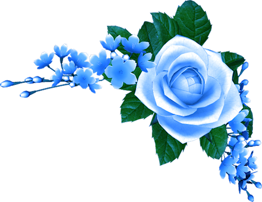 Pale Blue Rose Floral Arrangement With Green Leaves Corner Decoration PNG Picture