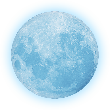 Icy Blue Full Moon with Glowing Aura