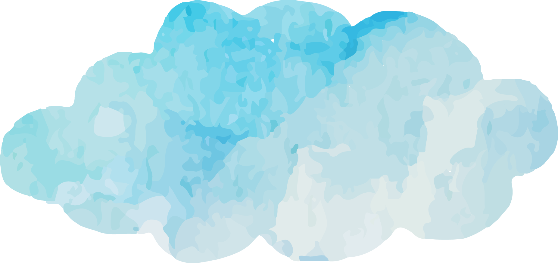 Blue Watercolor Cloud with Soft Pastel Shading