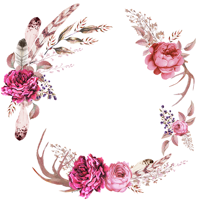 Pink Peony Wreath with Feathers and Antlers