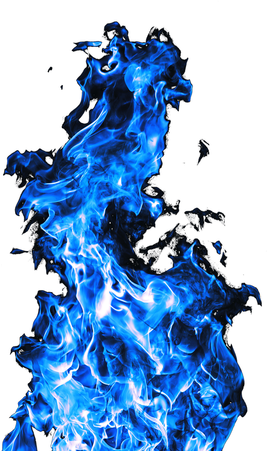 Tall Blue Flame Column with Wispy Tongues