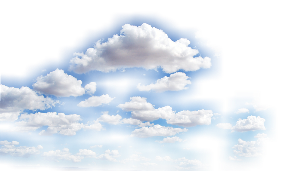 Fluffy White Cumulus Clouds over Soft Blue Sky