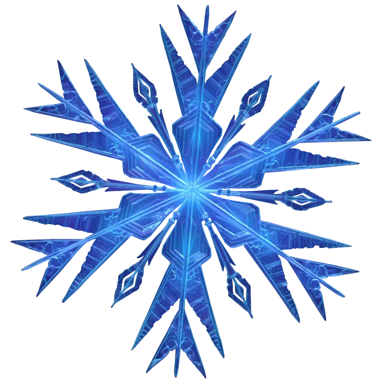 Glowing Blue Ice Crystal Snowflake Design