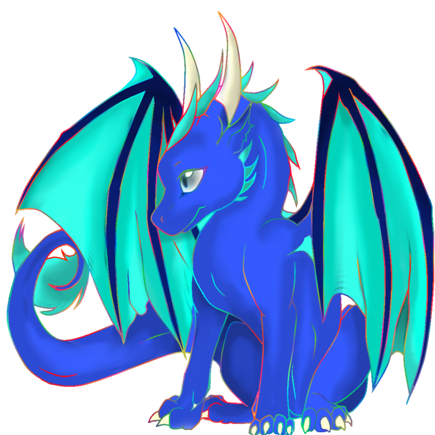 Royal Blue Dragon with Teal Wings