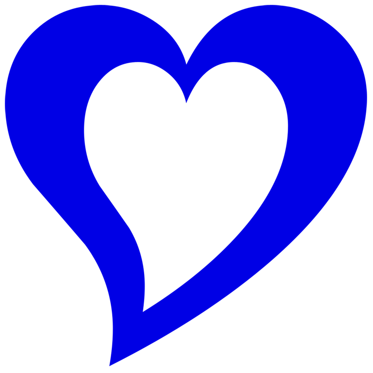 Royal Blue Heart Outline with Swirl Tail