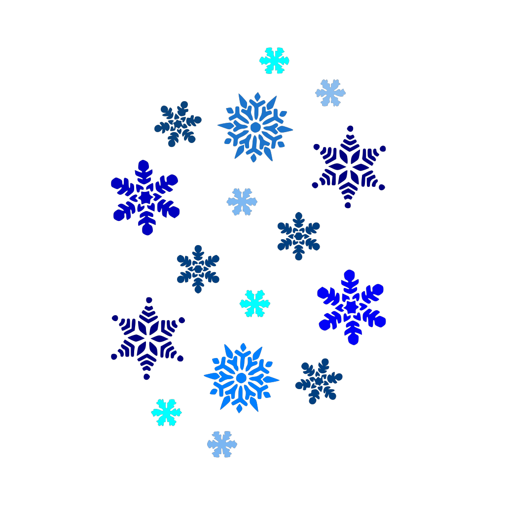 Scattered Blue Snowflakes Winter Pattern Set