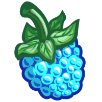 Glossy Blue Berry Icon with Green Leaves