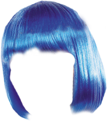 Glossy Blue Bob Wig with Straight Fringe