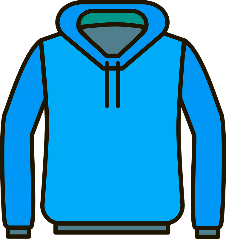 Blue Hoodie Flat Icon with Drawstrings