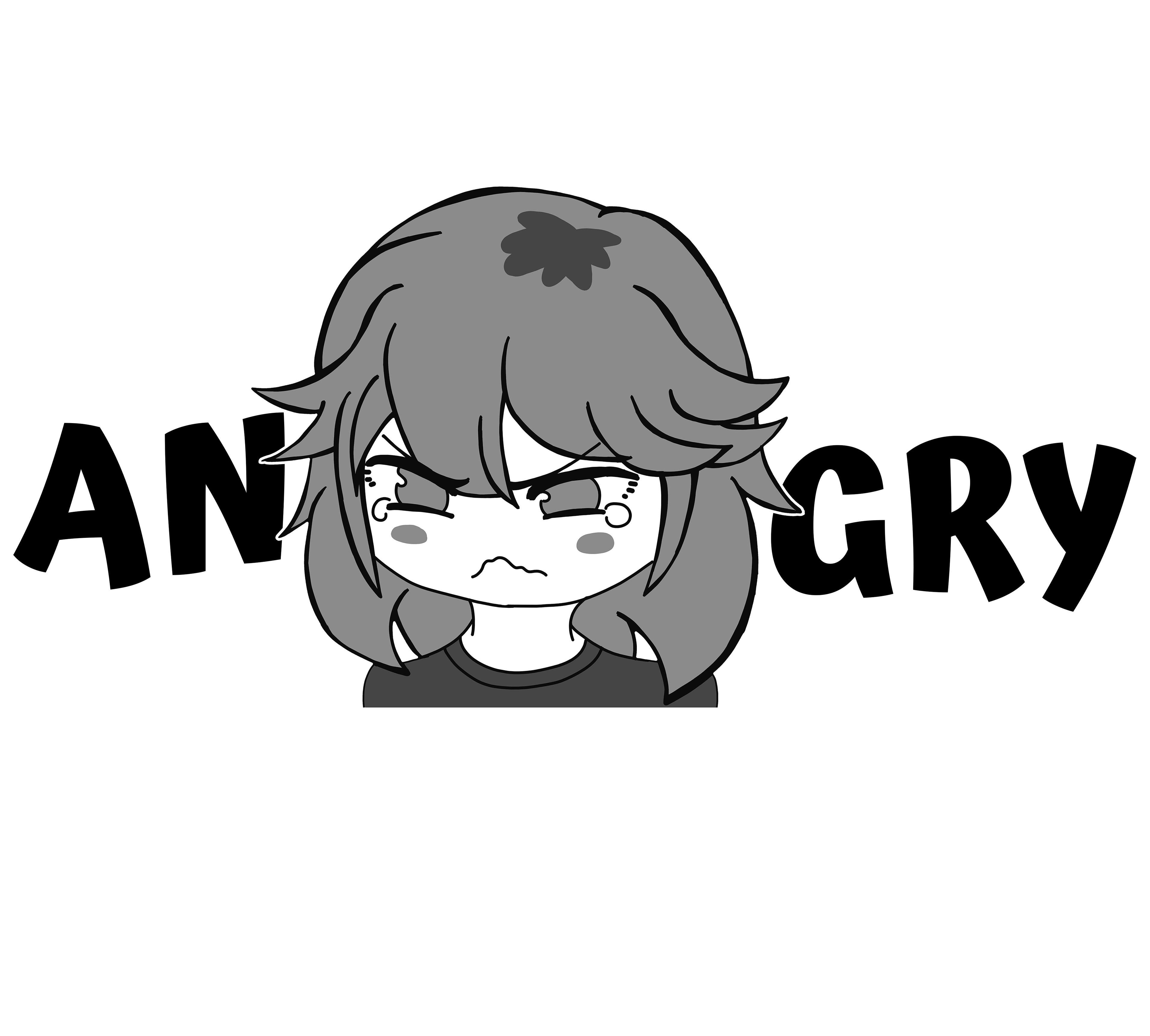 Angry Chibi Girl with Grey Hair Sticker