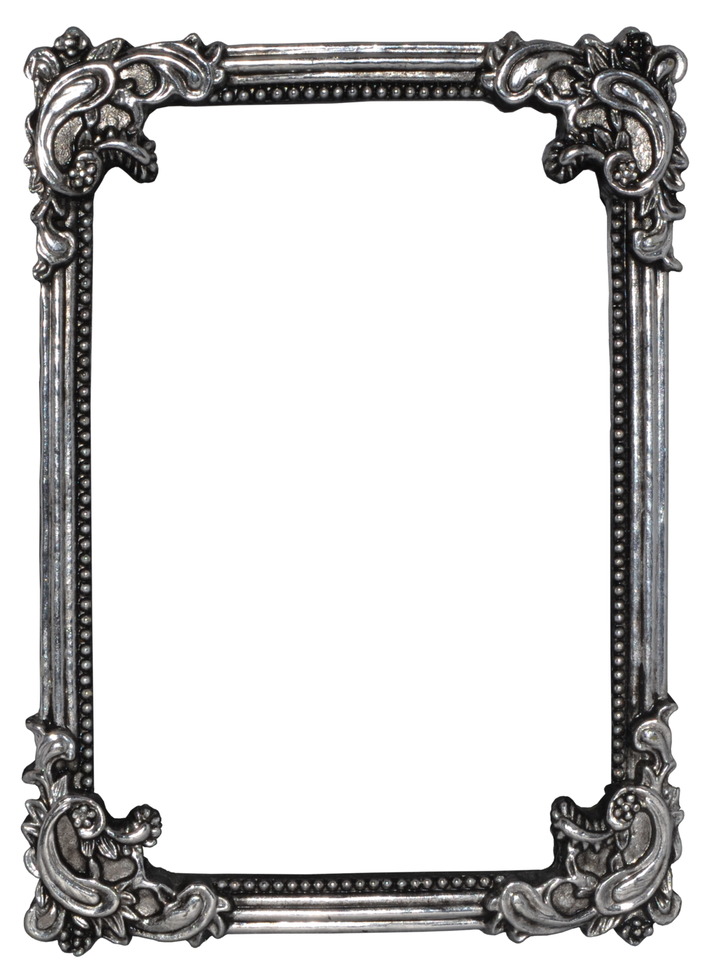Ornate Antique Silver Picture Frame with Scrollwork