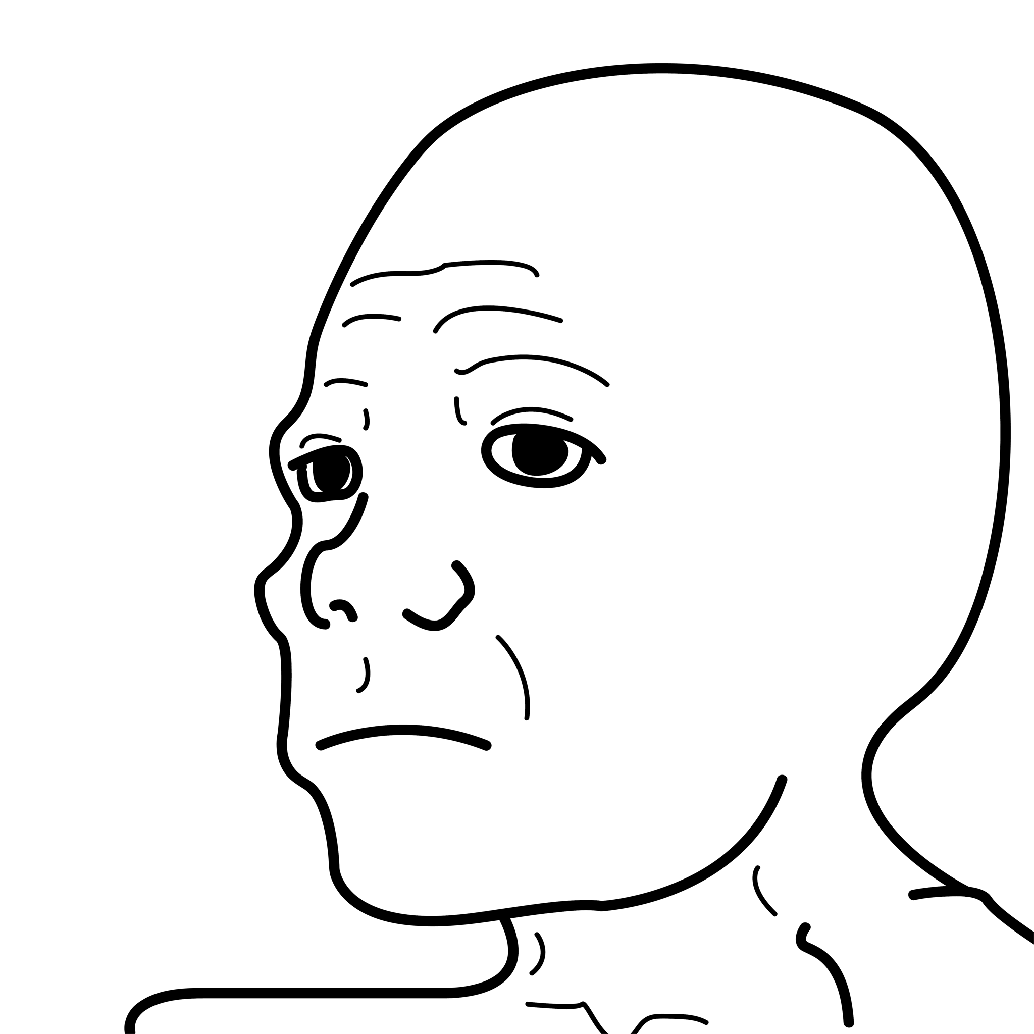 Bald Wojak Doomer Face Line Art