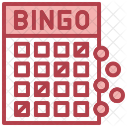 Red Bingo Card Icon with Round Chips