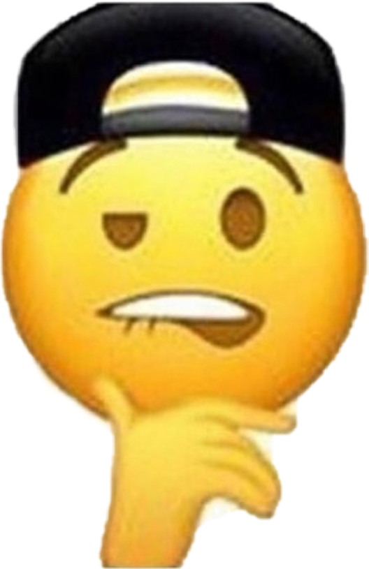 Yellow Thinking Emoji in Black Backwards Cap