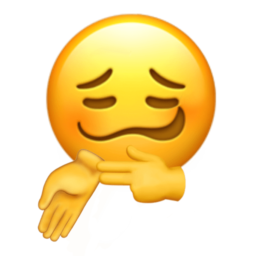 Yellow Emoji with Drooping Eyes and Hand Gesture