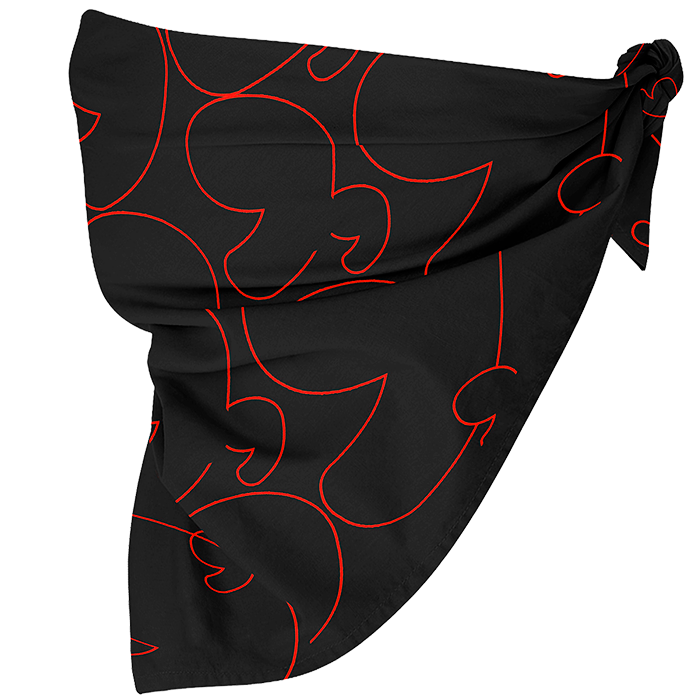 Black Bandana with Red Line Art Print