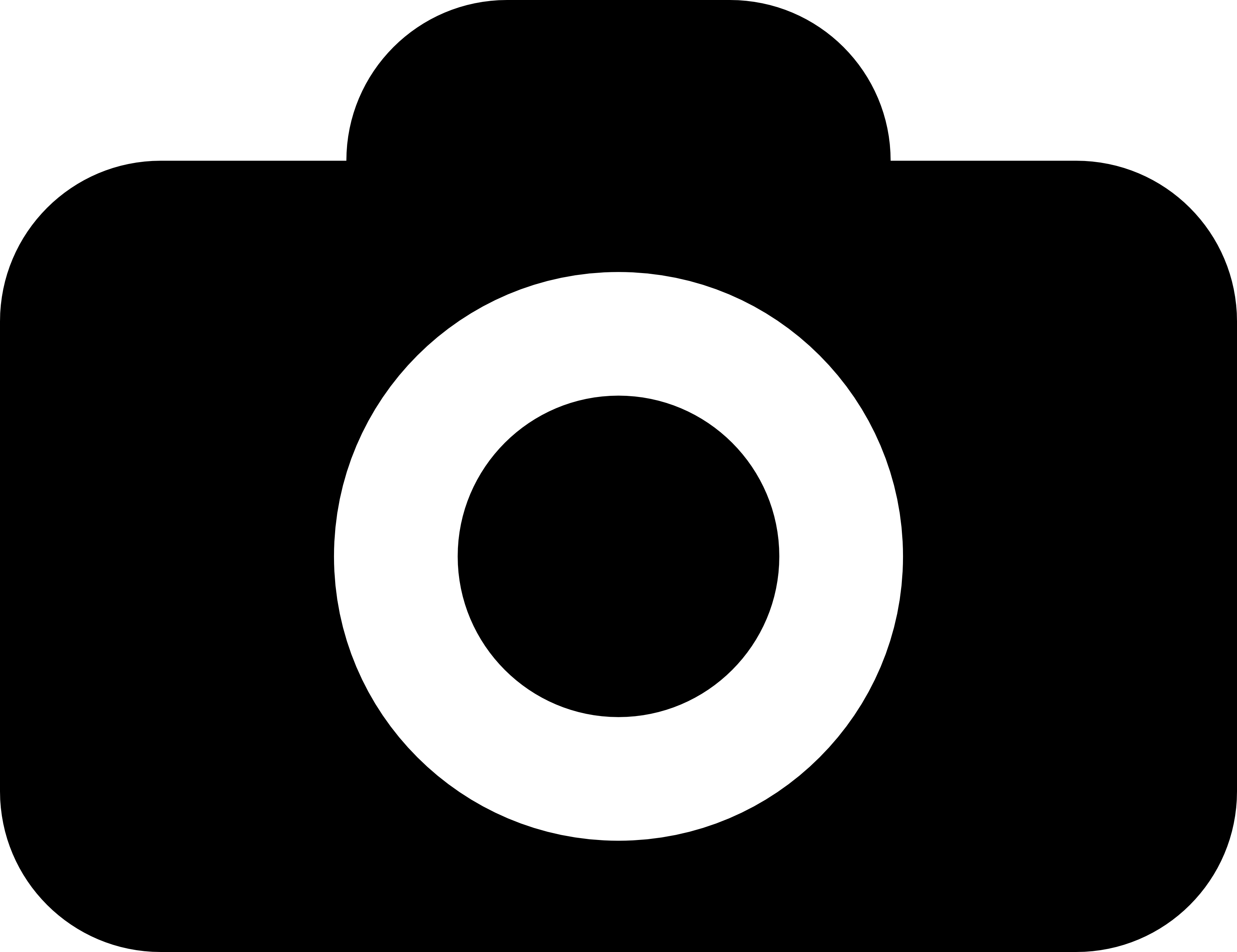 Solid Black Camera Glyph Icon with Round Lens