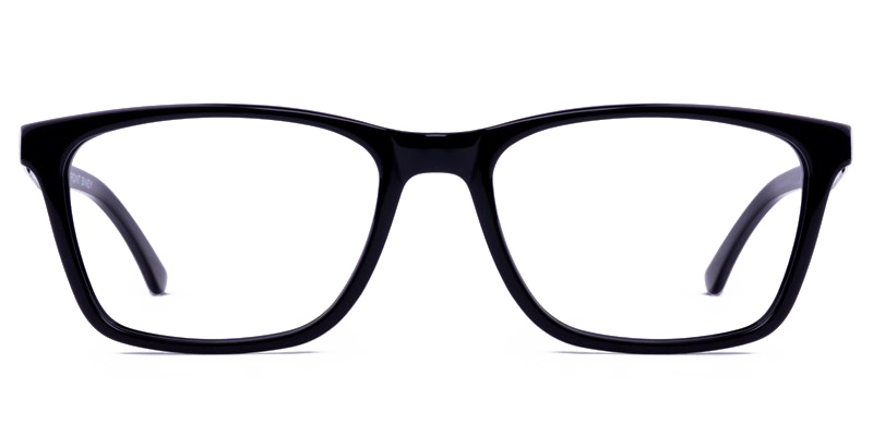 Glossy Black Rectangular Eyeglass Frames