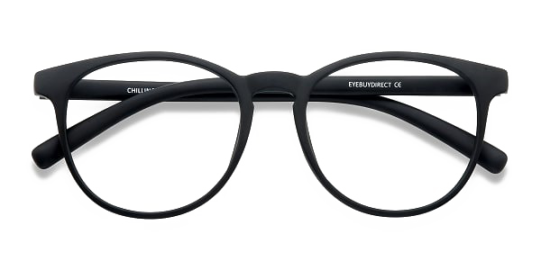 Matte Black Round Eyeglasses Frame
