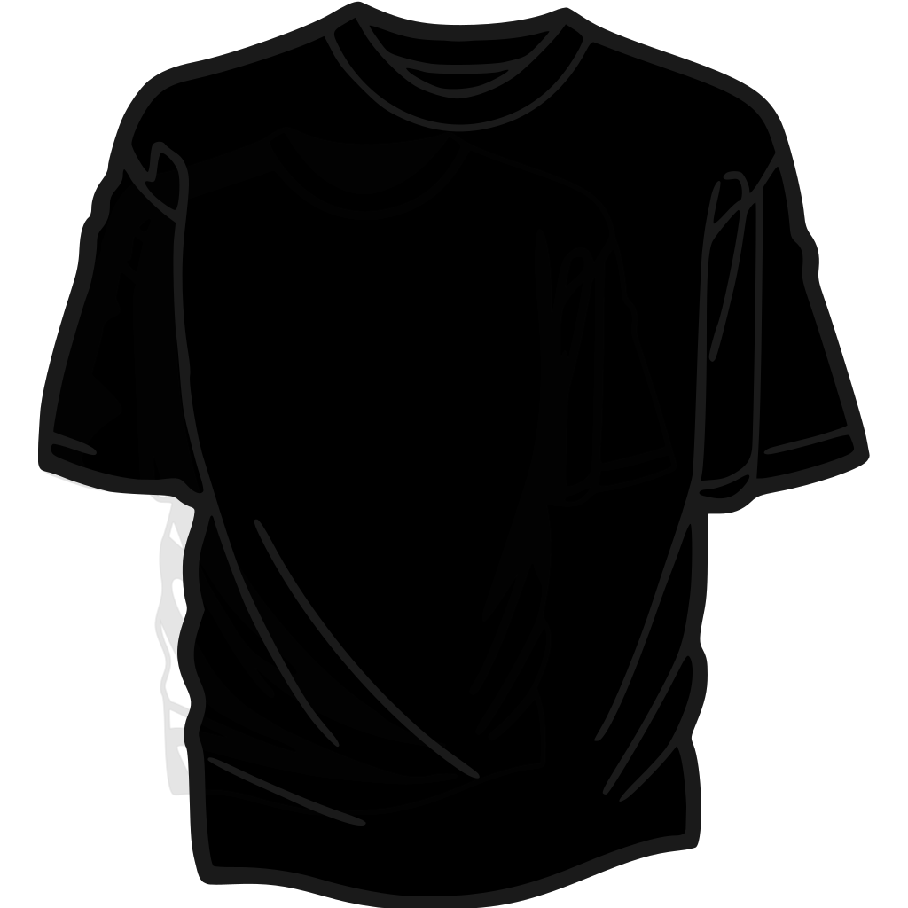 Black Cartoon T-Shirt with Grey Fold Lines