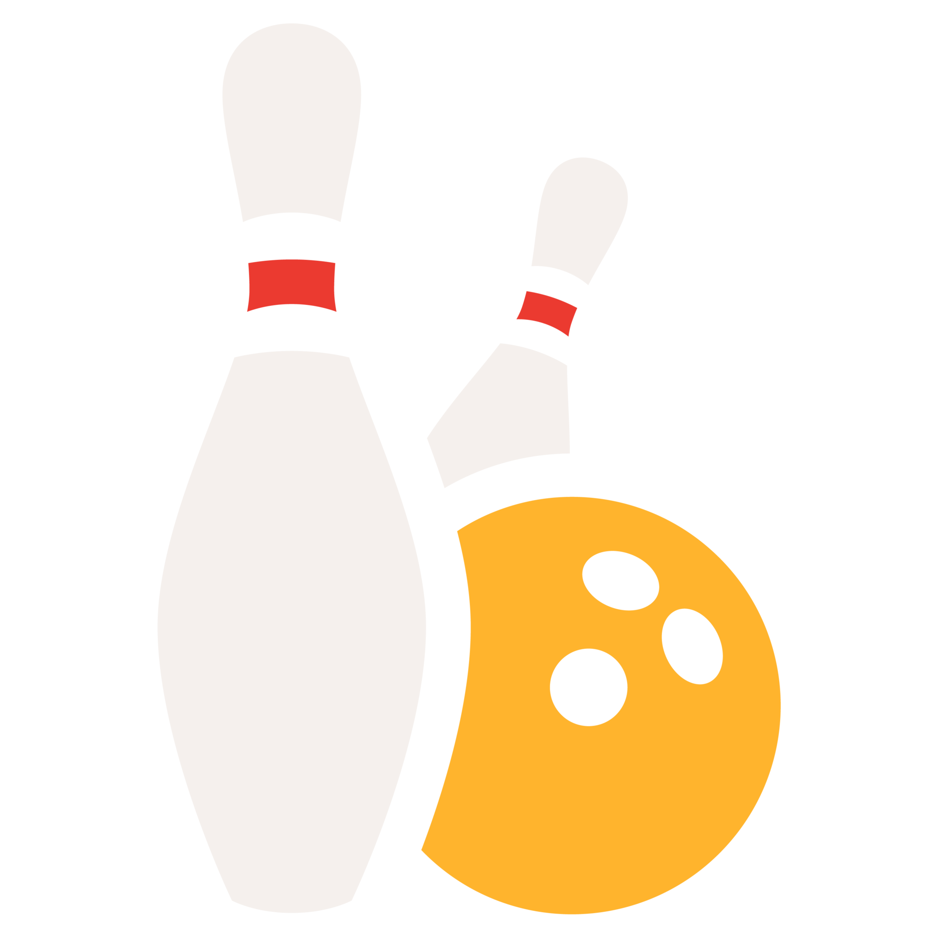 Bowling Pins and Yellow Ball Flat Icon