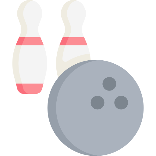Bowling Pins and Grey Ball Flat Icon