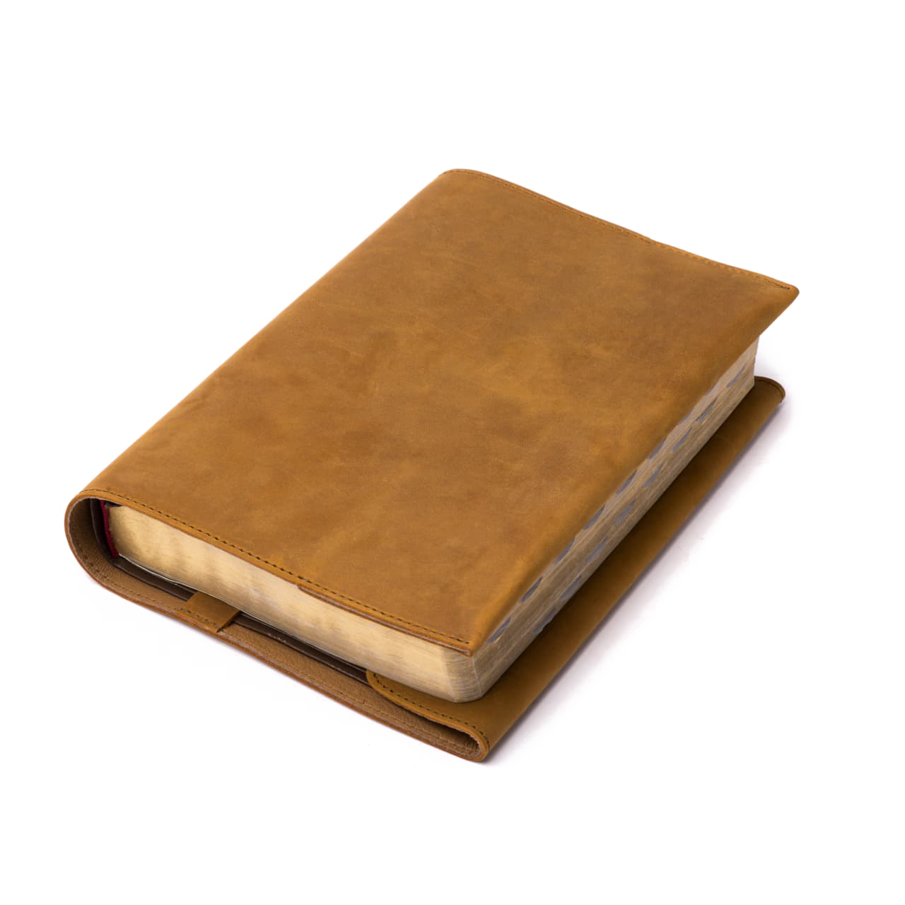 Tan Leather Bound Book with Stitched Spine
