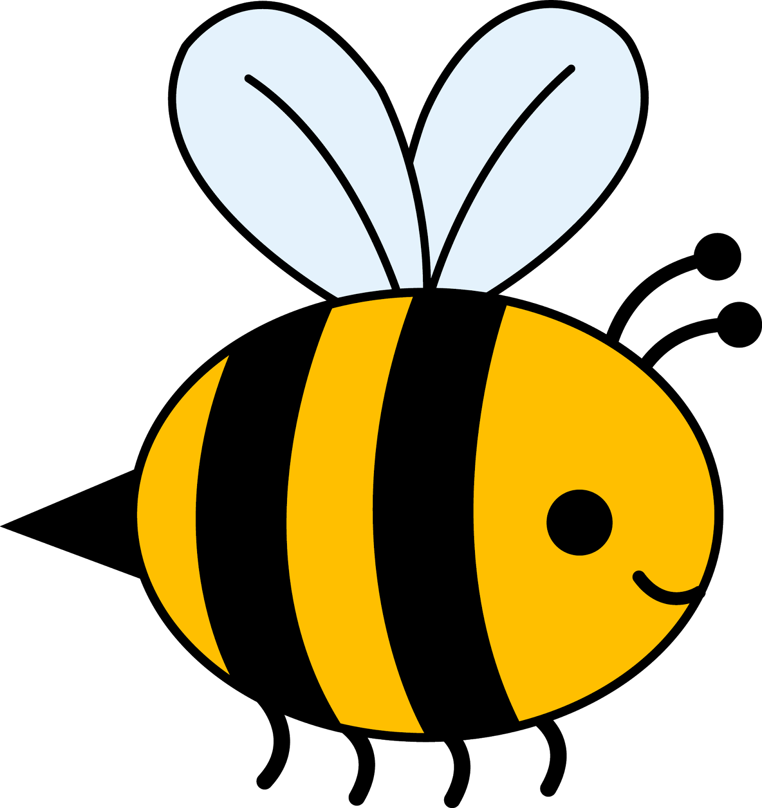 Cartoon Bee with Yellow and Black Stripes