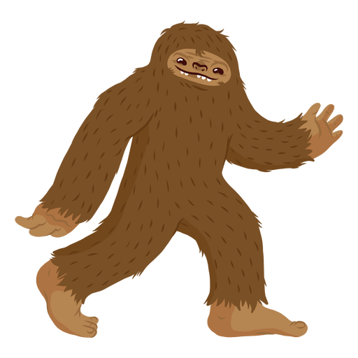 Cartoon Bigfoot Walking with Brown Shaggy Fur