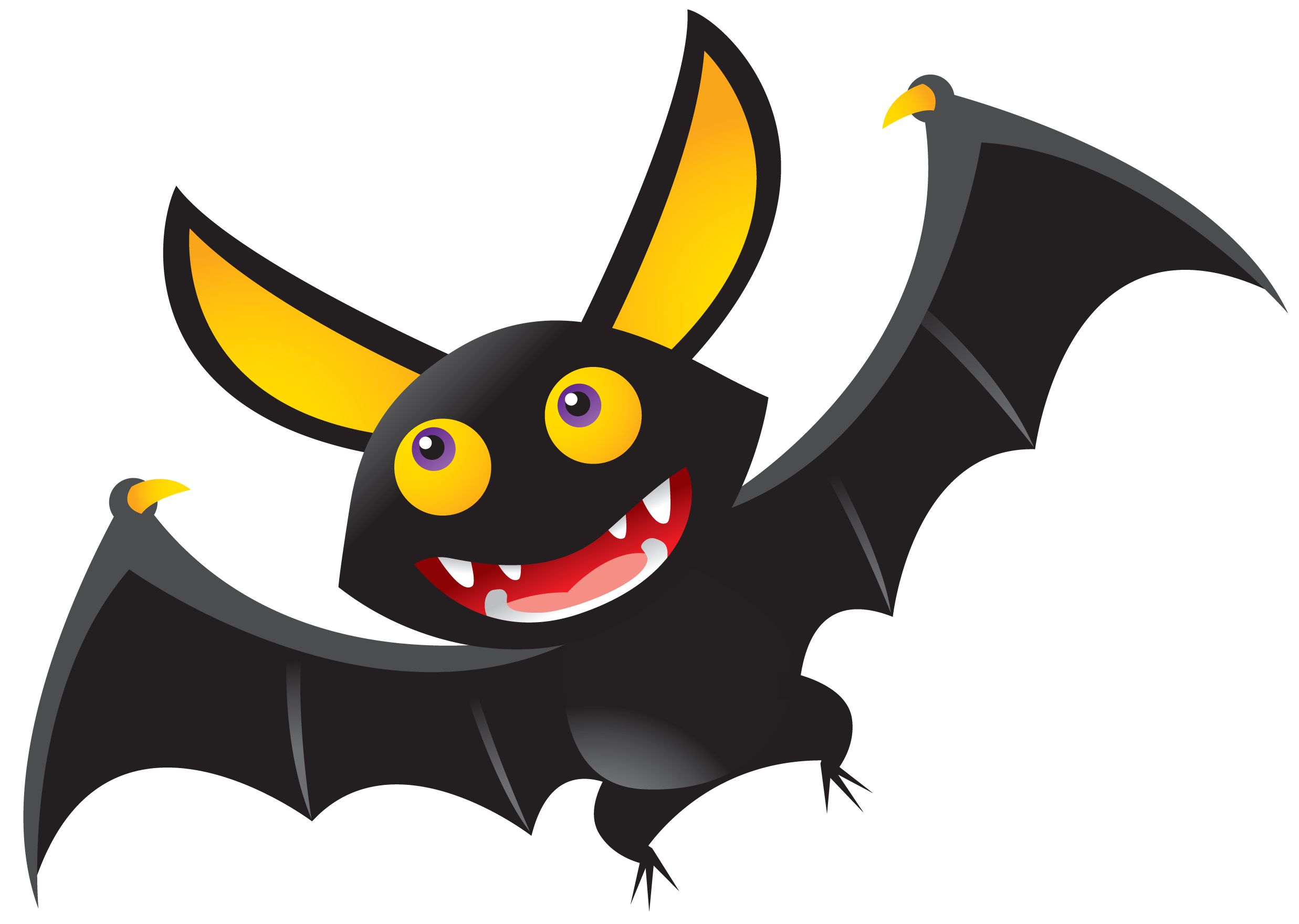 Cartoon Bat with Yellow Ears and Grin