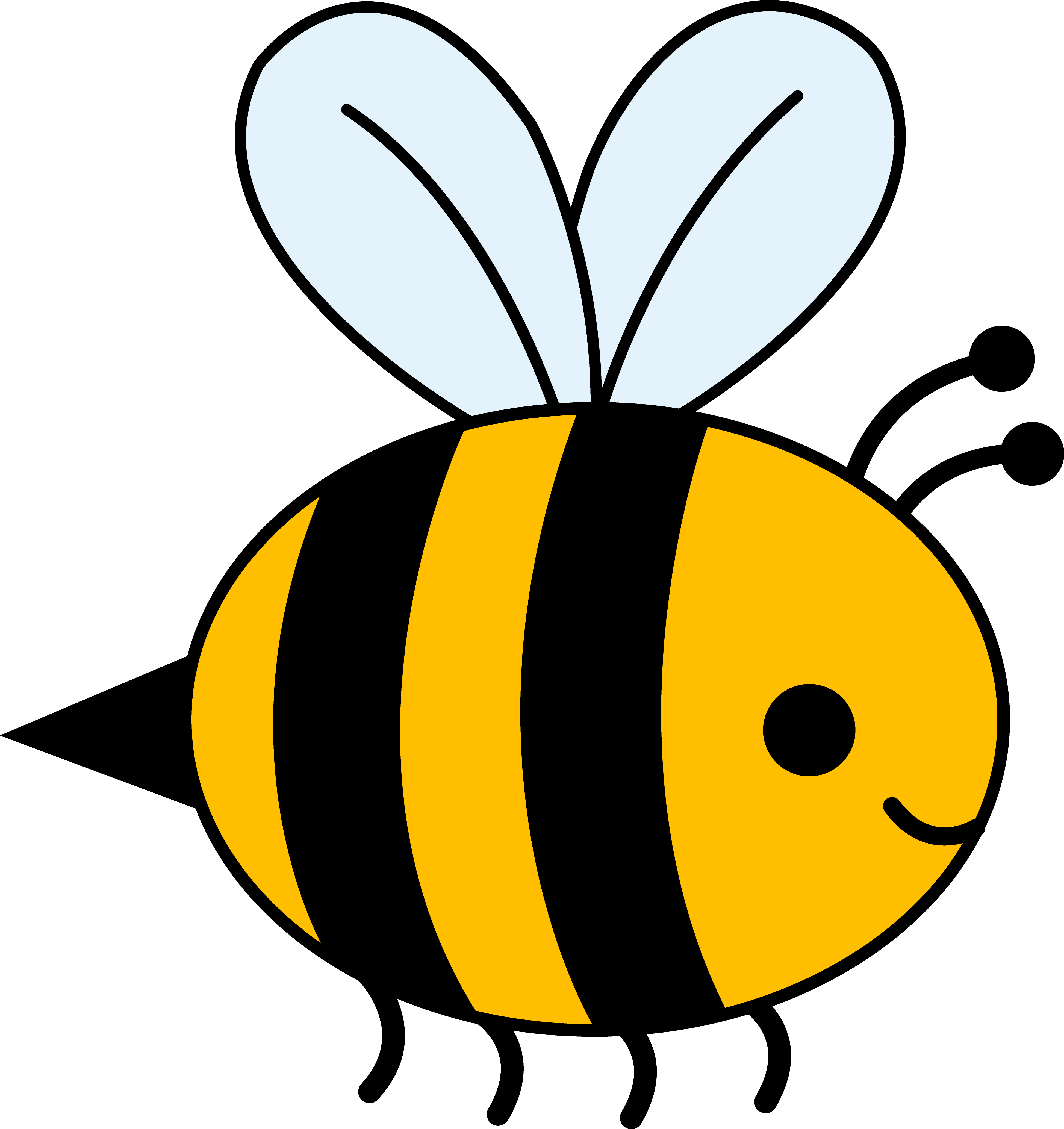 Cartoon Bee with Pale Blue Wings