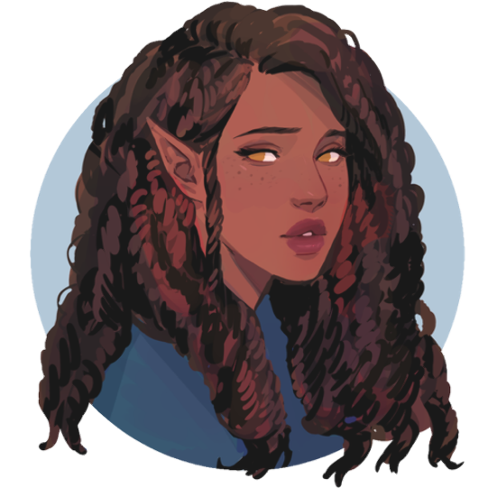 Elf Woman Portrait with Curly Brown Hair