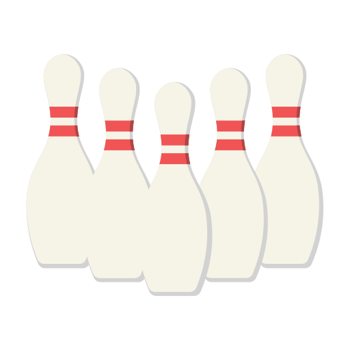 Five Cream Bowling Pins with Red Bands