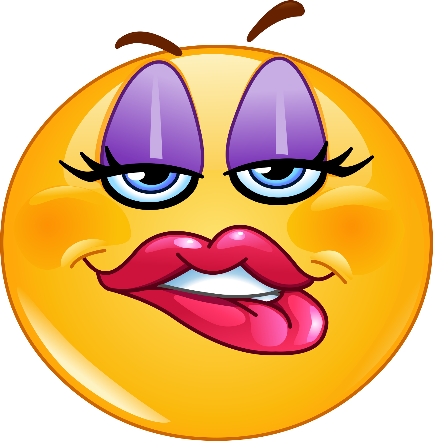 Yellow Emoji with Purple Eyeshadow and Red Lips