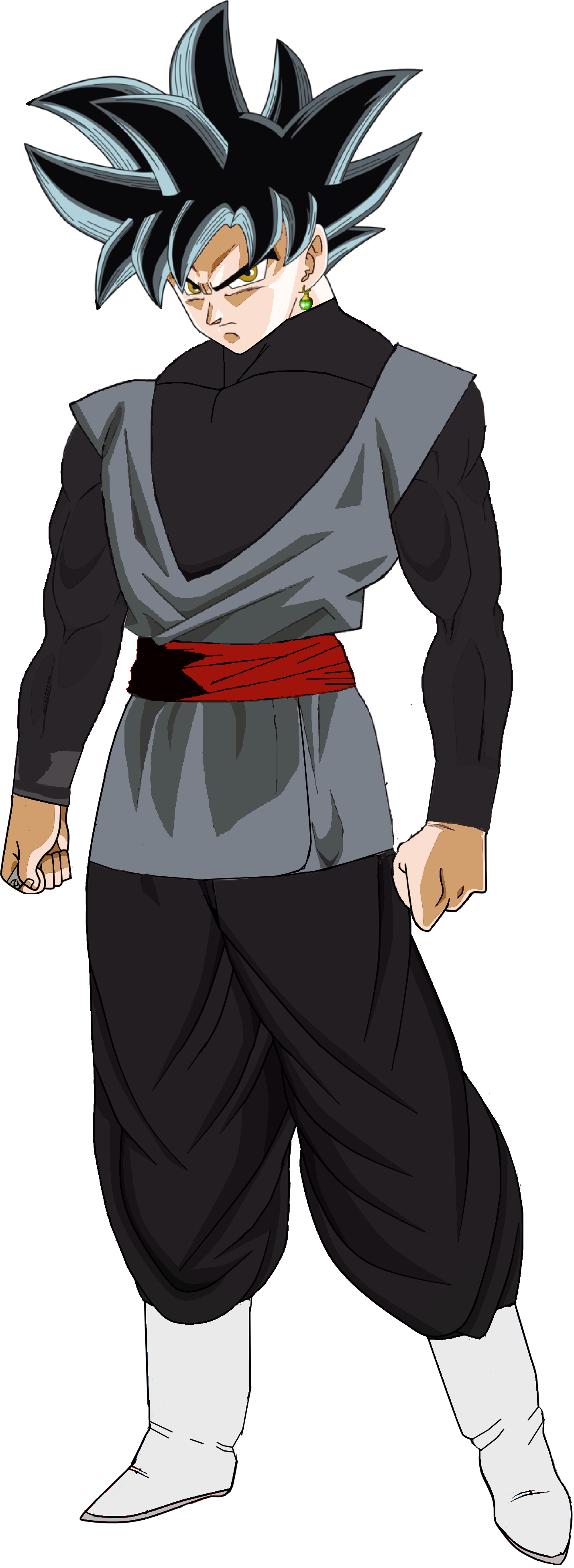 Anime Warrior with Silver-Tipped Black Spiky Hair