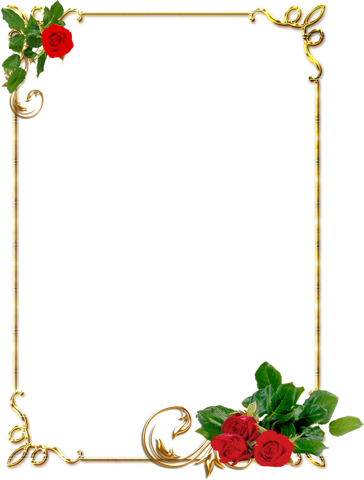 Gold Ornate Frame with Red Roses