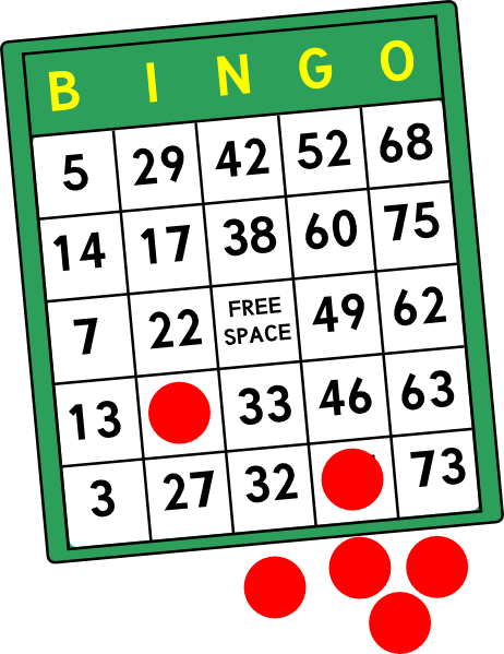 Green Bingo Card with Red Markers