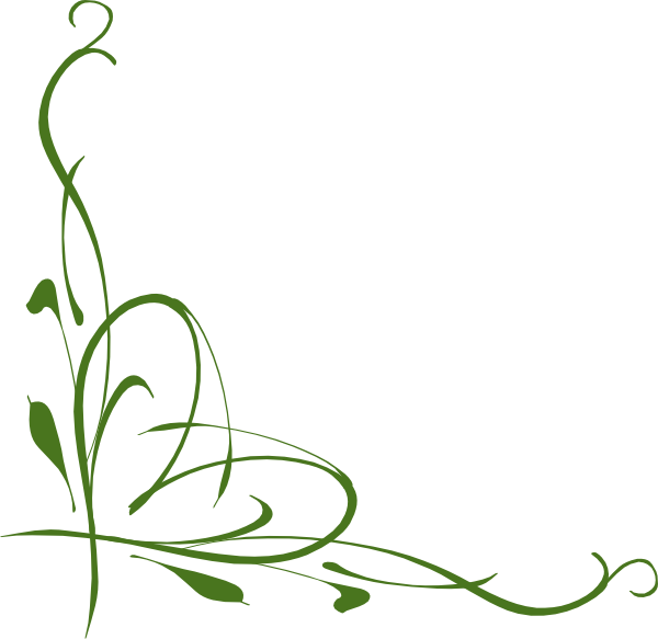 Olive Green Swirling Vine Corner Ornament